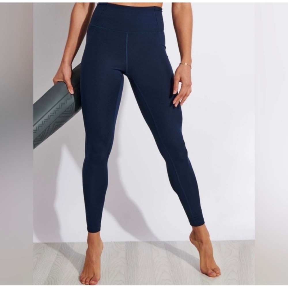 Girlfriend Collective High Rise Leggings Navy Blue‎ XS Extra Small 4007 Stretch